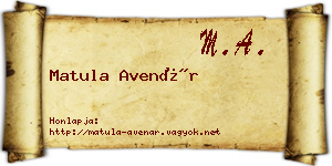 Matula Avenár névjegykártya